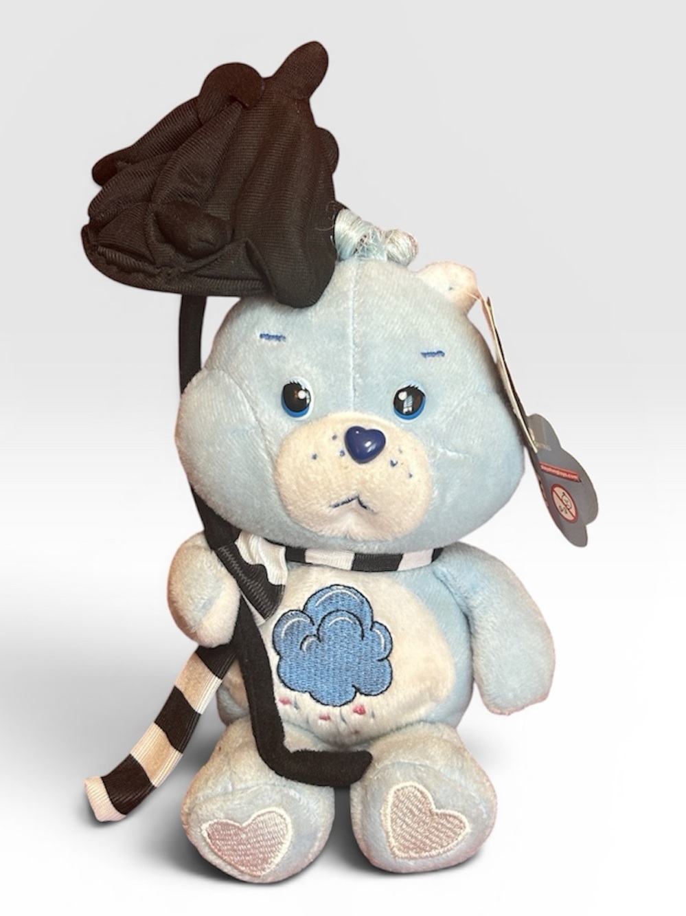 Rare Hard to Find Y2K NWT Care Bear Grumpy Bear Black Umbrella & Scarf 2006 8”